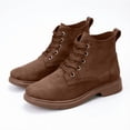 thumbnail image 4 of QSAWXQZ Women's Lace up Ankle Boots Round Toe Low Heel Rugged Boots 6.5, 4 of 7