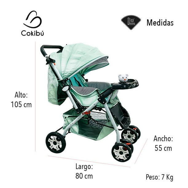 CARRIOLA DE BEBÉ PLEGABLE MENTA Cokibú CARRI-1MT Bodega Aurrera