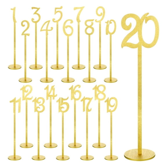 20 Pcs Table Numbers Wedding Table Numbers Wood Table Numbers for Wedding Reception Stands Seat Numbers with Holder
