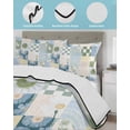 thumbnail image 3 of Full Size Quilt Bedding Set, Spring Floral Checkered Reversible Summer Quilt 3 Pieces, Sage Green Daisy Buffalo Plaid Lightweight Bedspreads Coverlets with 2 Pillow Shams for All Seasons, 3 of 5