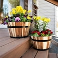 thumbnail image 2 of Villa Acacia Medium Whiskey Barrel Planters, Round Wood Planters, Set of Two, 16 and 13 Inch Diameter, 2 of 9