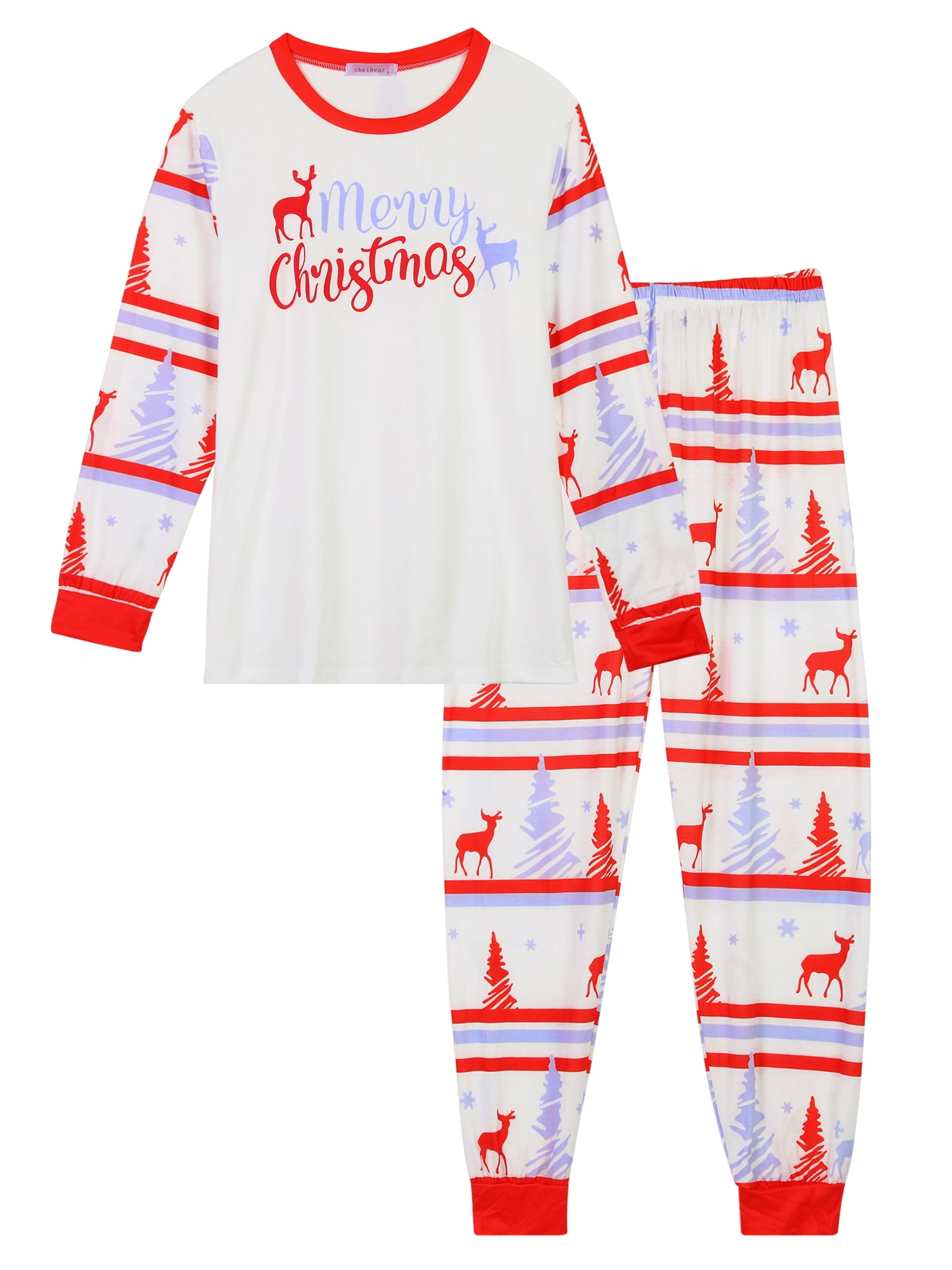 Unique Bargains Christmas Long Sleeve Tee with Pants Lounge Family Pajama Sets XL Men