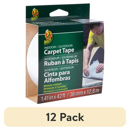 (12 pack) Duck Brand 1.41 in. x 42 ft. Indoor/Outdoor Carpet Tape White
