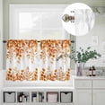 thumbnail image 5 of Kitchen Window Curtains Valance and Tier Set, Orange Watercolor Leaves on White Rod Pocket Tier Curtain Valance Set, Farm Eucalyptus Leaves Light Filtering Cafe Curtains for Bedroom Living Room, 5 of 9