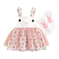 thumbnail image 1 of ITFABS Robe Fille Cache-Jambes Imprimé Lapin Dessin Animé Fleurs Maille Fil Ourlet Ample Robe Décontractée Mignonne, 1 of 9