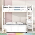thumbnail image 2 of Full Over Full Bunk Beds with Desk and Drawers, Wood Full Size Loft Bed,  L-Shaped Bunk Bed for Kids Boys Girls Teens Bedroom, White, 2 of 9