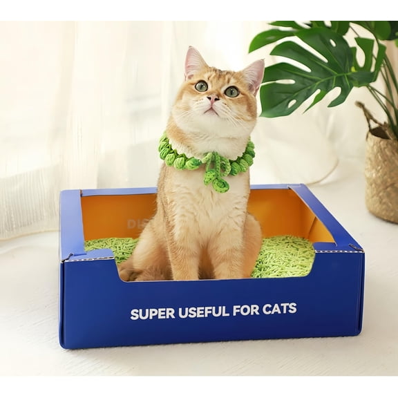 Disposable Cat Litter Box, Super Lightweight Waterproof Travel Litter Box for Indoor Outdoor Use, Convenient for Car Trips Camping Vet Visits, Blue