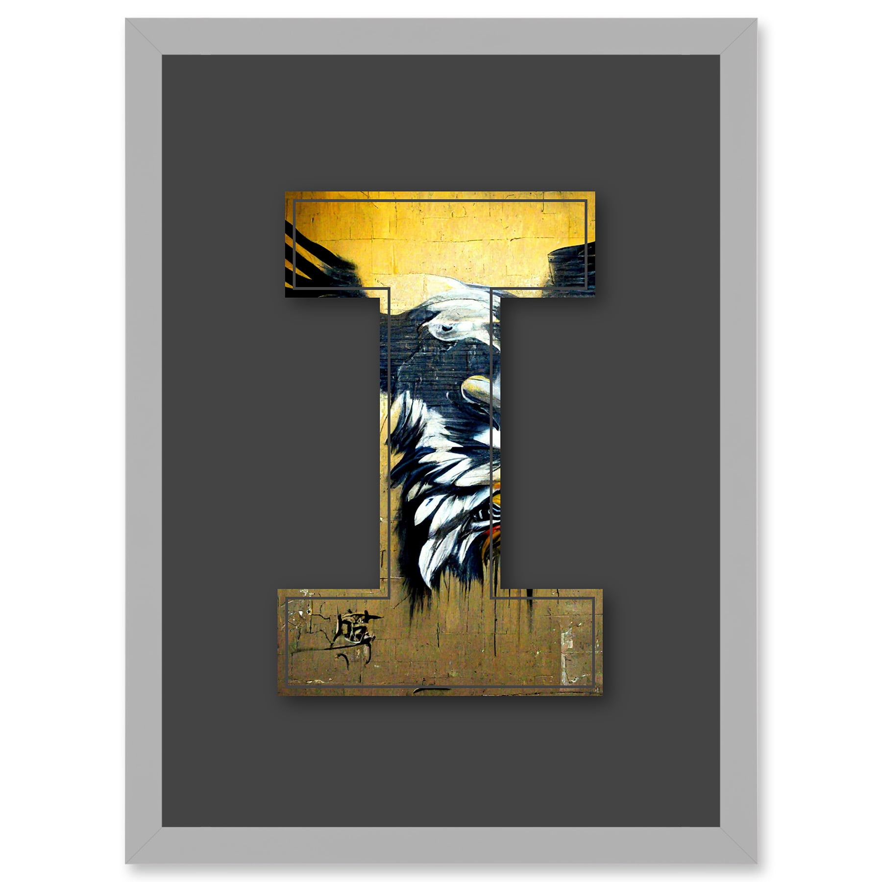 Letter I Abstract Eagle Decorative Graffiti Mural Alphabet Initial ...