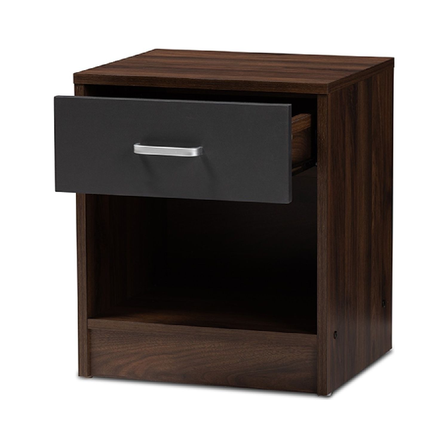 Baxton Studio Hansel Modern and Contemporary 1-Drawer Dark Brown and Dark Grey Finished Nightstand - image 4 of 7