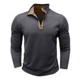 thumbnail image 3 of guisaled Mens Vintage Sweatshirts Solid Color Light Casual Pullover Tops Long Sleeve Half Zip Stand Collar Patterned Casual Sweatshir, 3 of 6