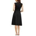 thumbnail image 3 of INSPIRE CHIC Women's A-Line Sleeveless Dress Pleated Neck Tie Waist Summer Work Flare Dresses S Black, 3 of 5