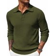 thumbnail image 4 of COOFANDY Mens Knit Polo Shirts Long Sleeve Casual Polo Sweaters Shirt Waffle Textured Collared Sweater, 4 of 6