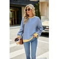 thumbnail image 3 of IDOPIP Oversized Sweatshirt for Women 2024 Fall Crewneck Long Sleeve Color Block Striped Pullover Top, 3 of 8