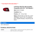 thumbnail image 2 of Left Driver Side Tail Light Assembly - Compatible with 2014 - 2018 Mazda 3 2015 2016 2017, 2 of 2