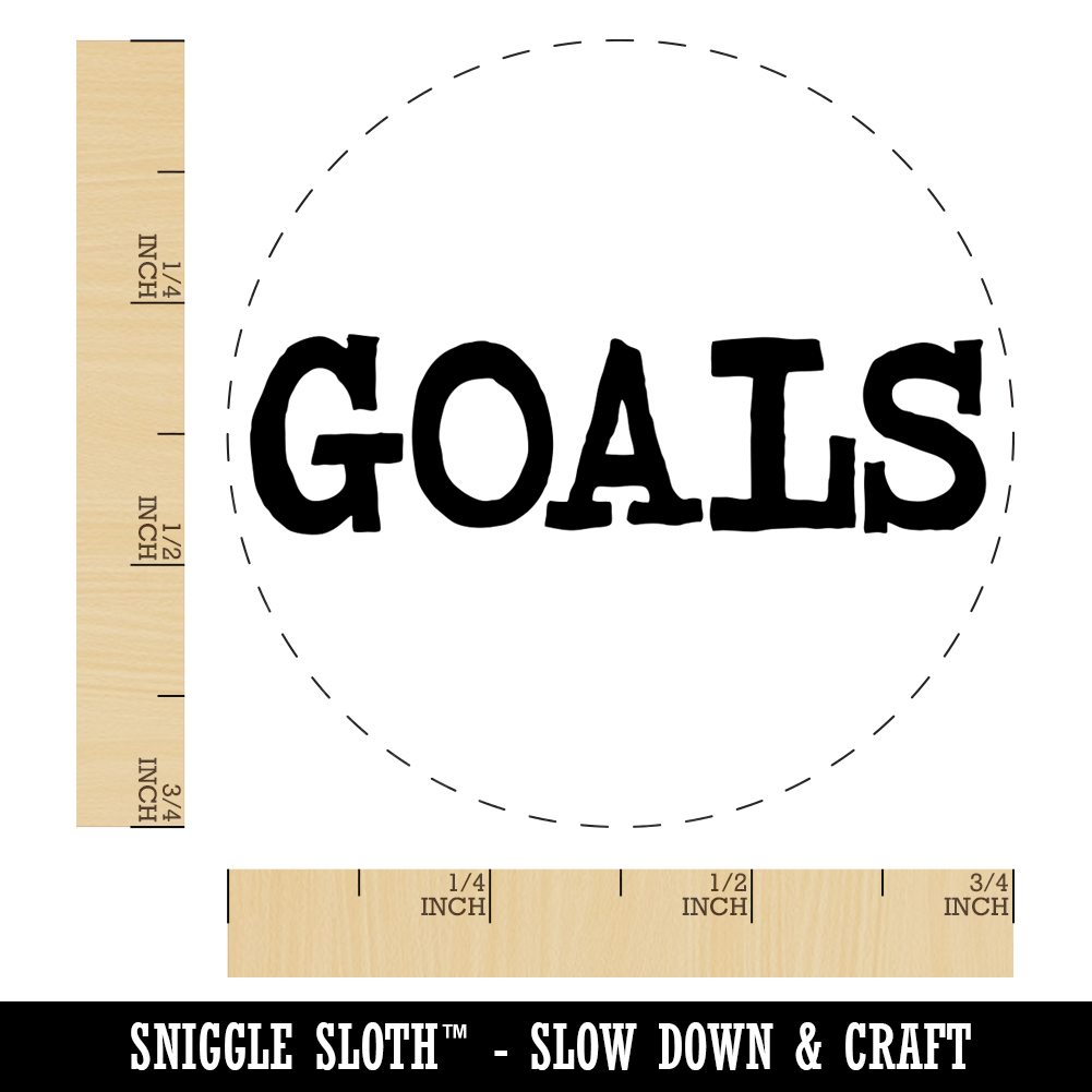 Goals Fun Text Self-Inking Rubber Stamp Ink Stamper - Black Ink - Small 3/4 Inch