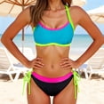 thumbnail image 2 of High Waisted Bikini Sets for Women 2 Pc Color Block Swimsuit Supportive Wide Strap Adjustable, 2 of 8