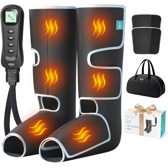 ALLJOY Leg Massager for Circulation and Pain Relief FSA, Father-s Day Gift-s for Dad Men Women, Leg Massager with Heat and Compression Helpful for Vericose Veins, Fatigue, Cramps, Swelling, Edema