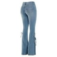thumbnail image 6 of GZWYHT Jeans for Women,Wide Leg Pants,Denim Jeans Lace-Up Pants Mid-Waist Trousers Flared Women's Pants,Palazzo Pants,Baggy Jeans,High Waisted Pants,Light blue,L, 6 of 8