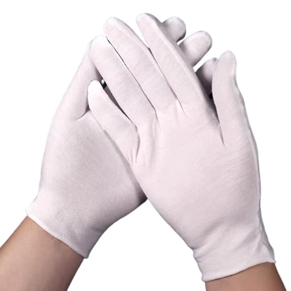 12 Pairs White Cotton Gloves Man Soft Working Mitten Use Supplies Fashion Full Soft Skincare Glove for Inspection Jewelry Household Kitchen XL thick