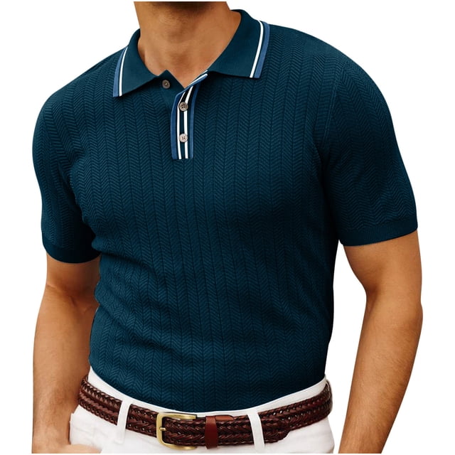 Camisetas Casual Tricot Mezcla de Lana con Bolsillo, Ligero Y Elegante Camisetas Casuales de Negocios para Hombres