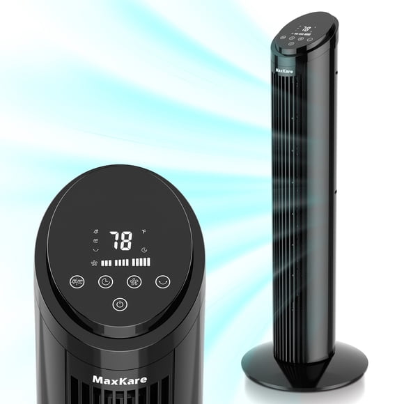 Ventilateur Tour de 30 Pouces avec Écran LED et Télécommande, Ventilateurs de Refroidissement Silencieux à Oscillation de 70°, 3 Vitesses, 3 Modes, Minuterie 9 H, Ventilateur sur Pied pour la Maison, Noir