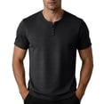 thumbnail image 3 of PNTUTB Summer Tops for Men Button-Down V-Neck T-Shirt Solid-Color Casual Loose Comfortable Breathable Versatile Short-Sleeve T-Shirts, 3 of 7