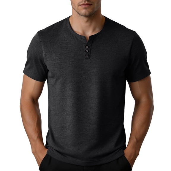 Gytharion Men's Henley Shirts Soild Color Crew Neck Short Sleeve Shirts Summer Casual Thin Tops