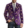 thumbnail image 3 of oqasdz Carnival Mens Suit Jacket Print Corduroy Jacket Style for Celebration Comfort Loose Fit Sport Coat Party Evening Wedding Prom, 3 of 4