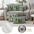 thumbnail image 6 of Welcome Bow Knot Wreath Outdoor Waterproof Pillow Covers, Summer Flowers Black Gray Plaid Decorative Square Throw Pillowcase Sofa Cushion Sham for Patio/Couch/Chair, 16"x16" 2 Pack, 6 of 8