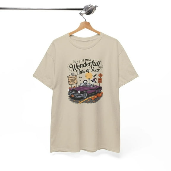Most Wonderful Time Of Year Shirt Halloween Skeleton Fall Spooky Car Tee S-4XL