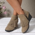thumbnail image 6 of Women's Ankle Boots - Fashion Fringe Suede Block Heel Booties with Side Zipper for Comfortable Casual Daily Wear, 6 of 9