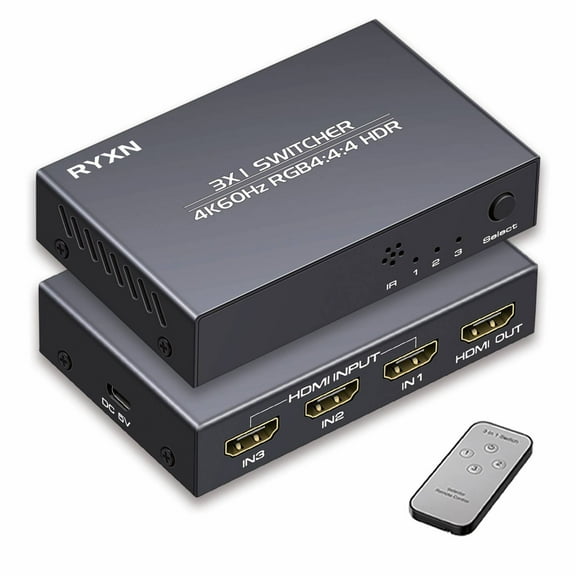 HDMI Switcher Selector Splitter 3 in 1 Out 4K@60Hz by RYXN
