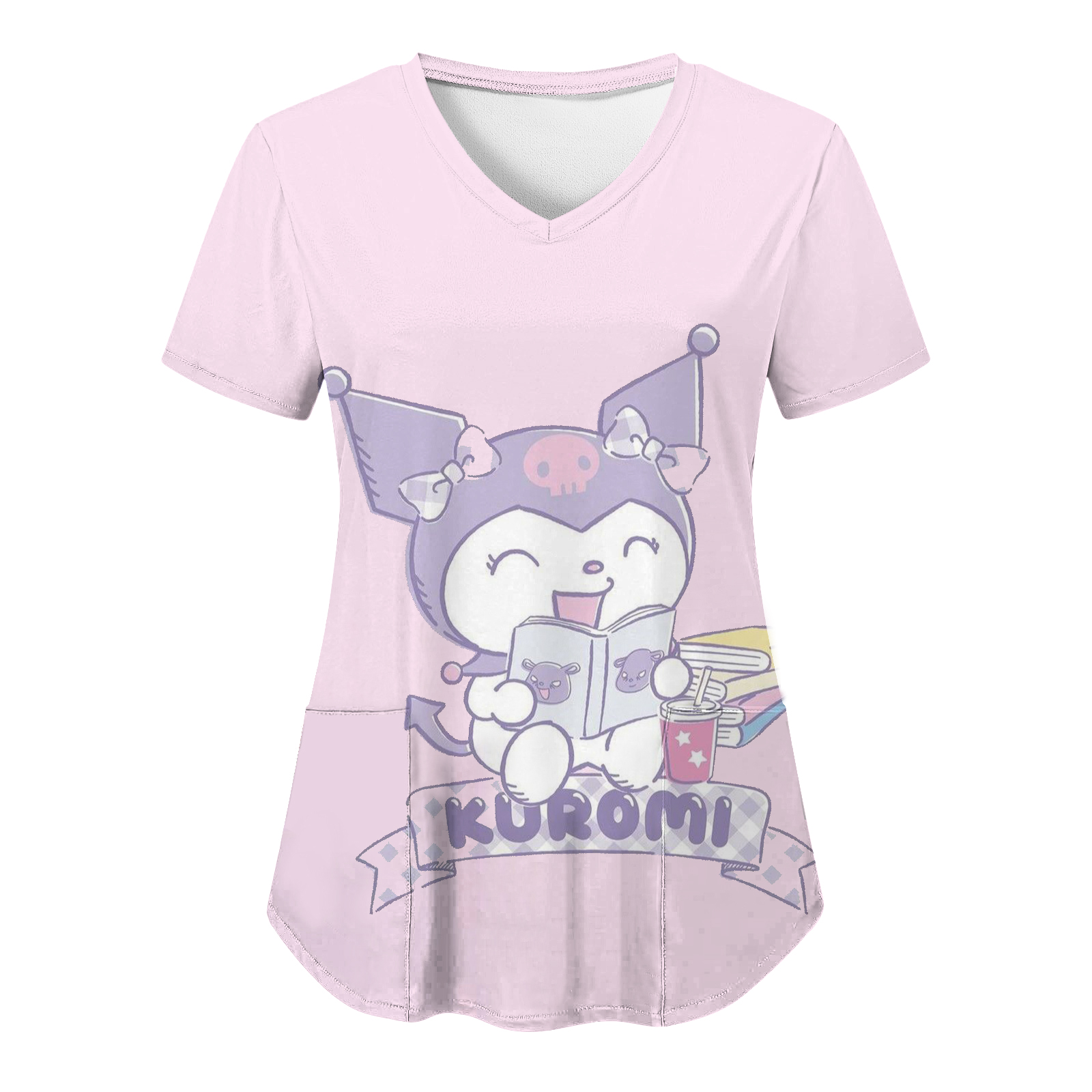 Hello Kitty Kuromi Sanrio Woman Clothing 3D Print T-shirt Pocket ...