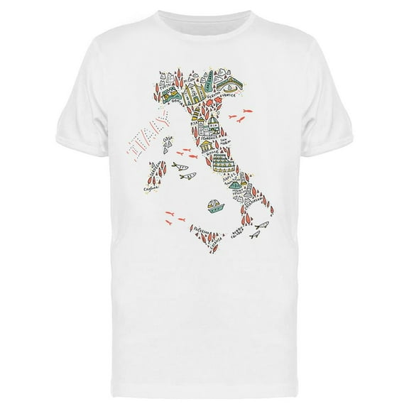 Map Of Italy With Symbols T-Shirt Men -Image by Shutterstock, Male x-Large