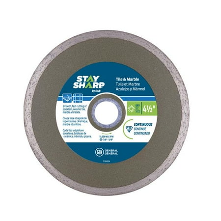 

Stay Sharp 2118854 4.5 in. Continuous Rim Ceramic Tile Bronze Diamond Blade - Recyclable