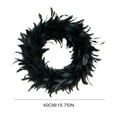 thumbnail image 2 of 15.75" Black Feather Wreath, Halloween Feather Wreath - Front Door Wreath for Farmhouse Decor Home Garden Front Door Decor Halloween Decorations, 2 of 8