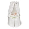 Badger Basket Empress Round Baby Bassinet with Canopy - White Bedding with Gingham Belts