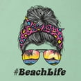 thumbnail image 2 of Messy Bun BeachLife | Cool Neon Leopard Print Bandana | Sunglasses Vaction Beach Paradise Fashion Ladies Racerback Sleeveless Top, Mint, M, 2 of 5
