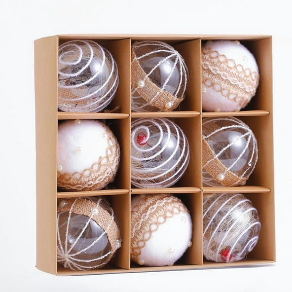 SHANJIA Christmas Balls, Champagne Christmas Balls 9Pcs 8cm Christmas Ball Colorful Ball Gift tree decoration pendant for Xmas Tree Holiday Garland Decor Ornaments