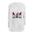 thumbnail image 4 of asdoklhq Christmas Long Sweaters for Women Christmas Round- Neck and Winter Loose Solid Pocket Warm Long Sleeve Blouse White M, 4 of 5