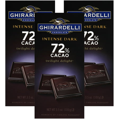 (3 Pack) Ghirardelli Chocolate Intense Dark Twilight Delight 72% Cacao Chocolate 3.5