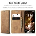 thumbnail image 3 of CaseMe Leather for iPhone 16 Case, Flip Wallet Leather Case with Card Holder Magnetic Closure Shockproof Kickstand Protective Phone Cases Cover for iPhone 16,Brown,For iPhone 16, 3 of 12