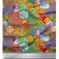 thumbnail image 1 of Soimoi Moss Georgette Fabric Coral & Jellyfish Ocean Print Fabric by The Yard 42 Inch Wide, 1 of 1