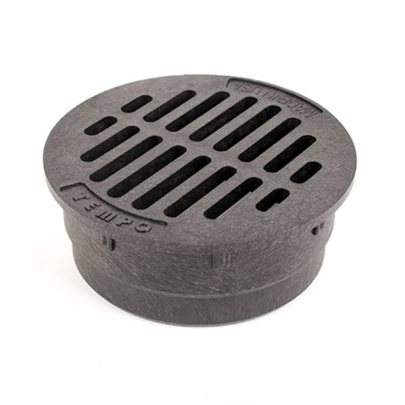 Premium USA Made 4" Inch Black Outdoor Round Flat Drain Grate Cover - Fits All 4" Inch Sewer & Drain Pipe / Fittings, Also Fits Triple Wall Pipe & Corrugated Landscape Pipe 4" (Black)