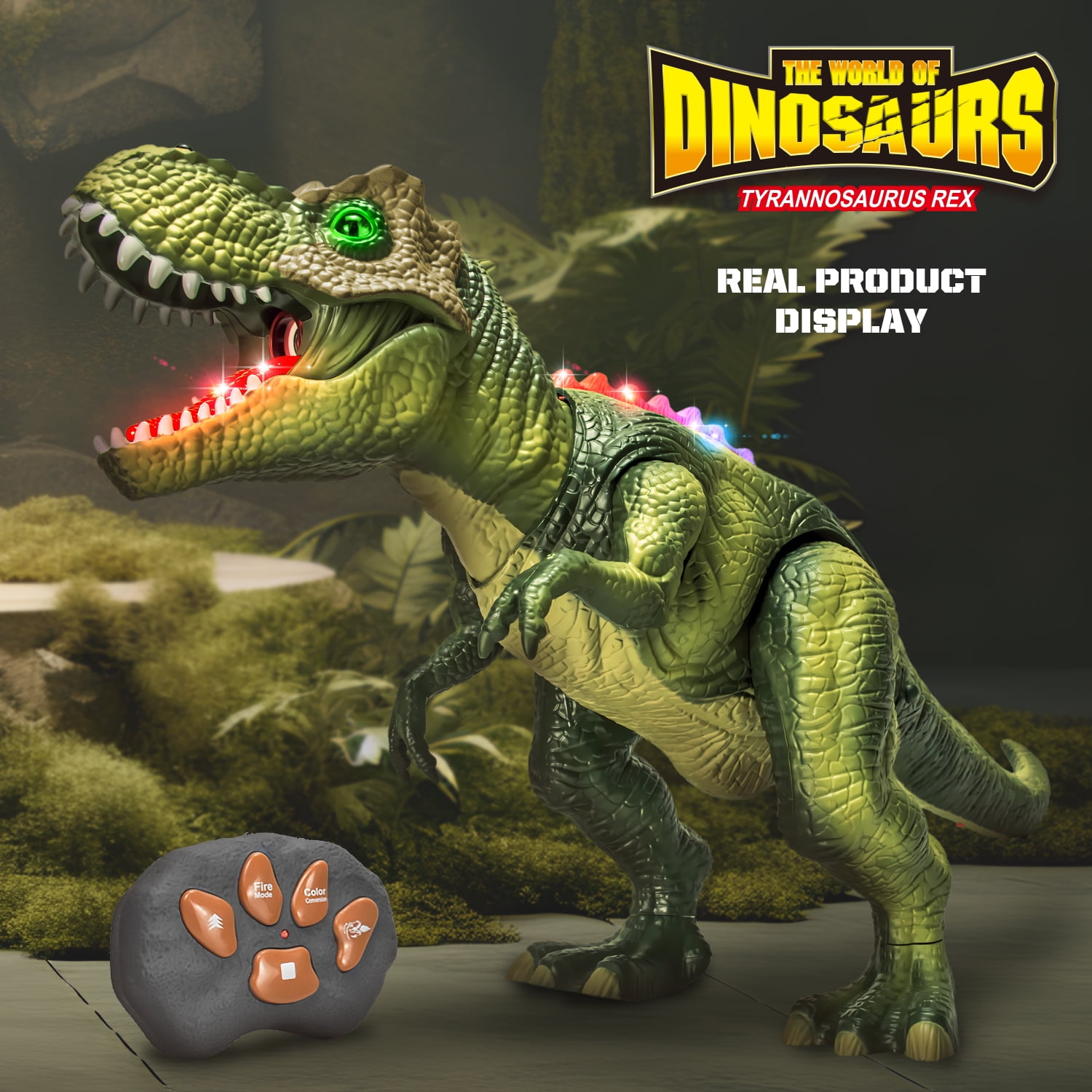 Gmdisc Remote Control Dinosaur Toys for Kids,Walking RC Dinosaur Toys with Light,Colorful Sprays and Roars Sounds,Electric Animal Toy for Boys Girls 3+ Years Old