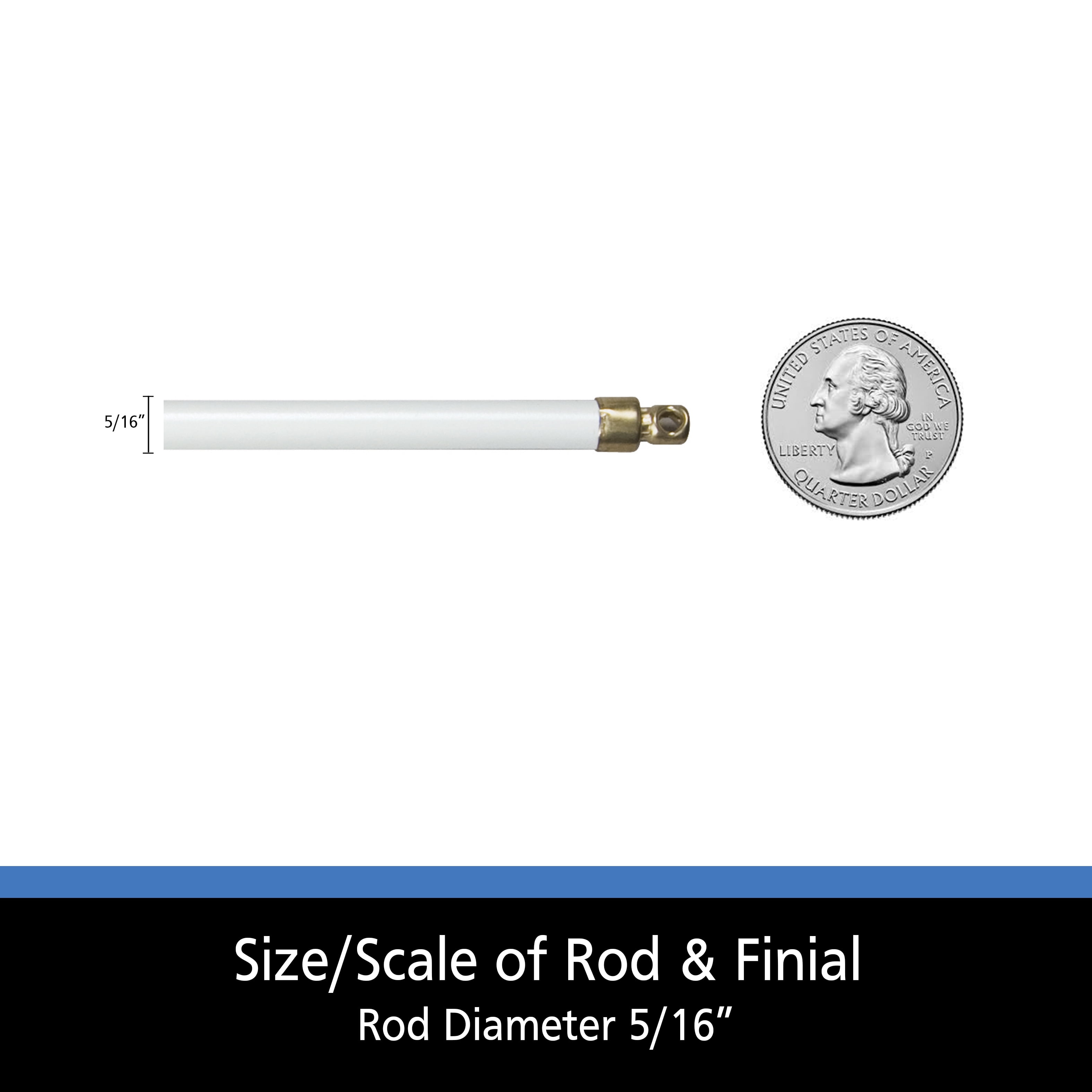 14” White Twin Pack Mainstays Swivel End Sash Rod 8-3//4”