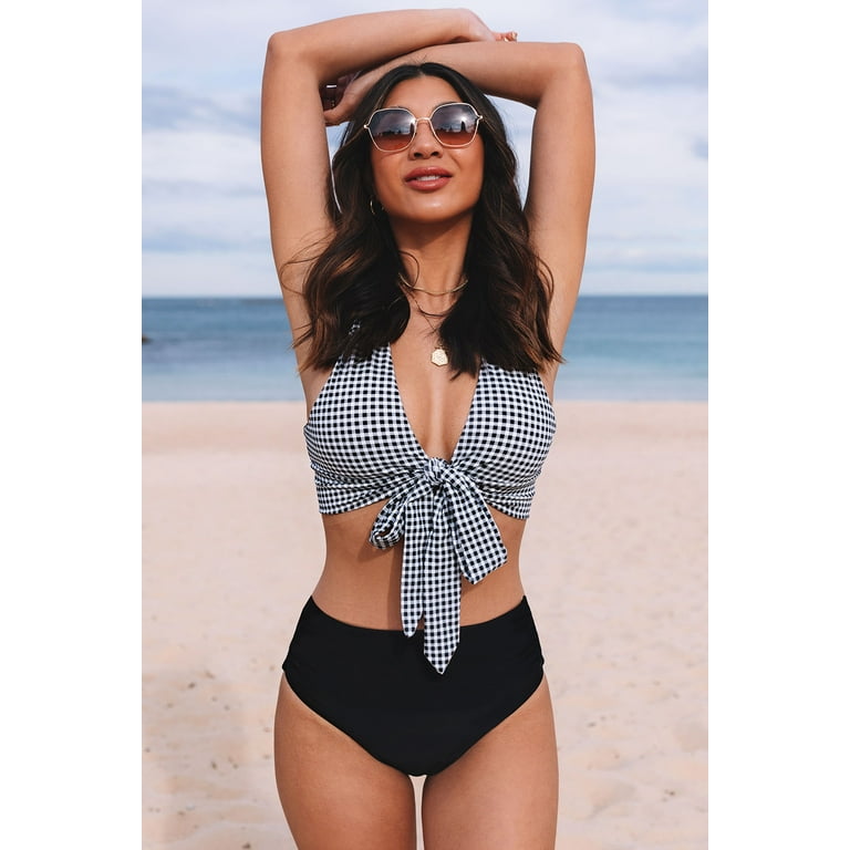 Fashion black gingham bathing suit