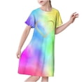 thumbnail image 1 of RXIRUCGD 2025 Vêtements d'Été pour Enfants 3-12 Ans Mode Imprimée Pyjama Rêveur Mi-Mollet Chemise de Nuit, 1 of 3