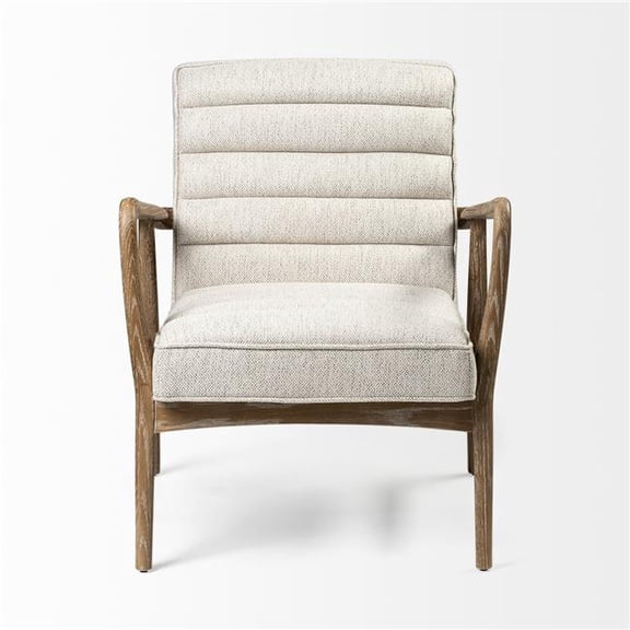 HomeRoots 380651 28 in. Cream & Brown Fabric Lounge Chair