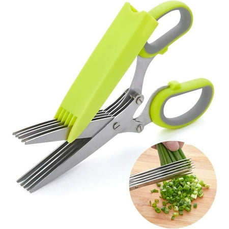 

Herb Scissors with 5 Layer Stainless Steel Blades Kitchen Gadgets with Safety Cover Sharp Kitchen Shears/Chopper/Cutter/Meat Grinder Dishwasher Safe Cooking